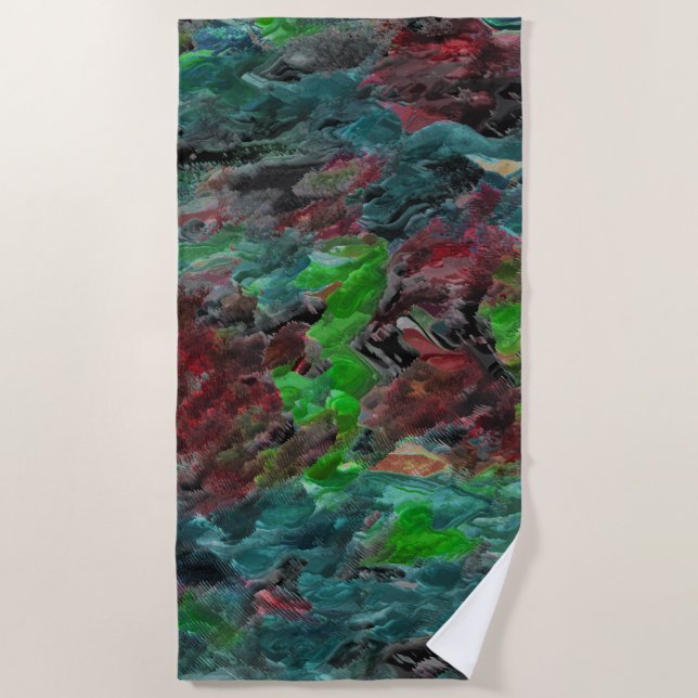 Algas ou corais do mar com efeito onda beach towel (Front)