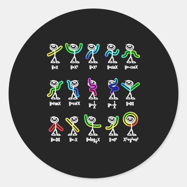 Algebra Dance Funny Graph Figures Math  Classic Round Sticker (Front)