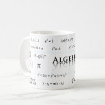 Algebra Equations Coffee Mug<br><div class="desc">Perfect for the math geek in your life, this stylish Algebra mug has it all, lots of equations and even some Pi! This version of the design is backed by a light blue repeating graph pattern. See our shop for an alternate version that doesn't include the graph.</div>
