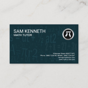 Algebra Formula Numbers Minimalist Cyan Math Tutor Business Card