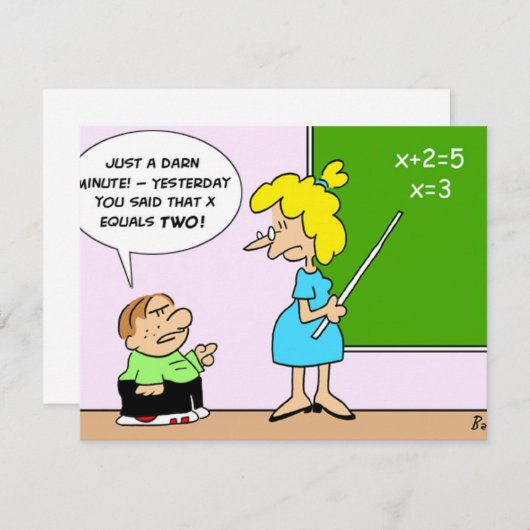 algebra kid teacher yesterday x equals two (Front/Back)