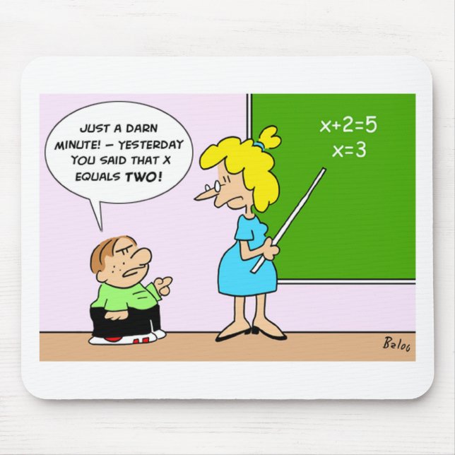 algebra kid teacher yesterday x equals two mouse pad (Front)