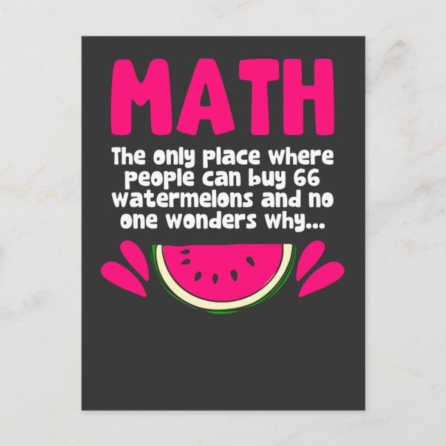 Algebra Math Teacher Mathematics Science Humor Postcard (Front)