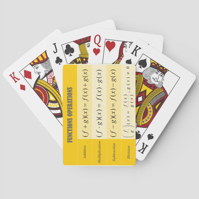 Algebra Playing Cards: Operations of Functions Pla Poker Cards (Back)
