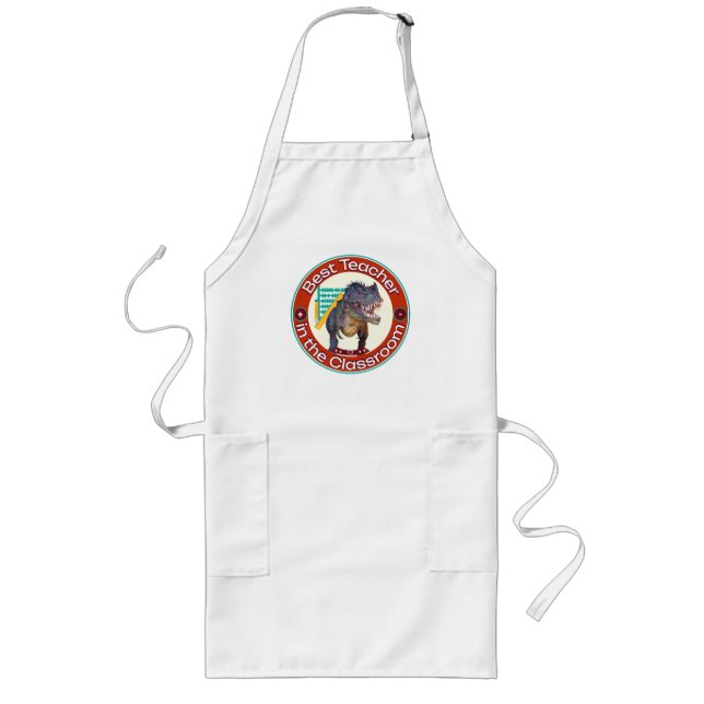 Algebra Teacher Funny Dinosaur Long Apron (Front)