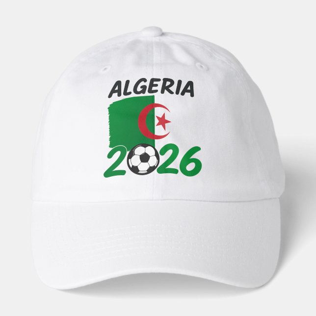 Algeria 2026 Soccer Fan Design with Crescent Star  Hat (Front)