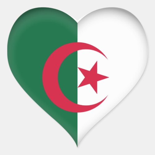Algeria Algerian Flag Heart Sticker