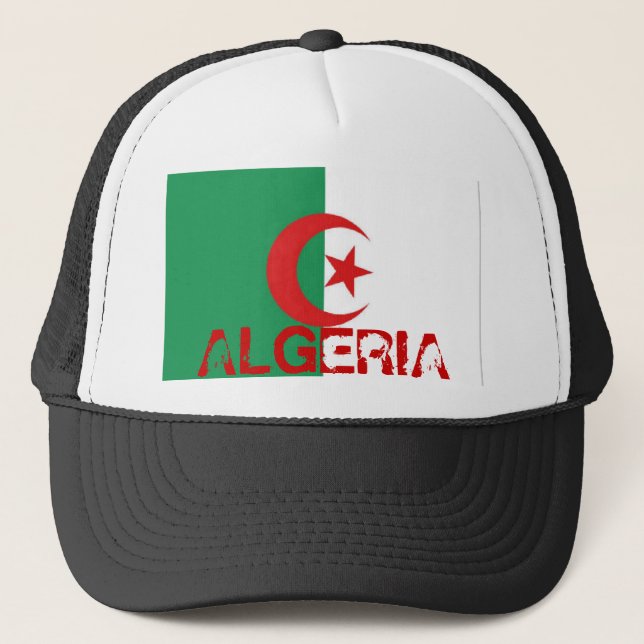 Algeria algerian flag trucker mesh souvenir hat (Front)