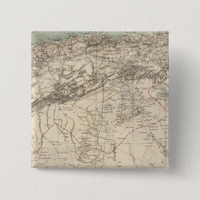 Algeria Atlas Map Pinback Button (Front)