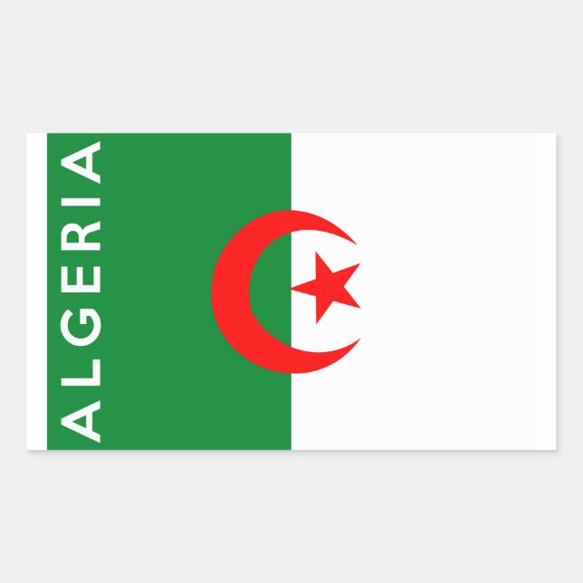 algeria country flag text name rectangular sticker (Front)