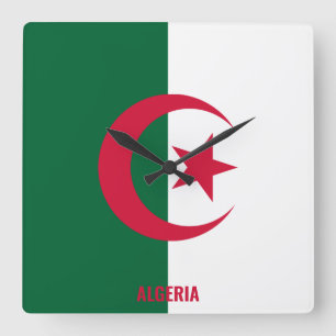 Algeria Flag Dazzling Patriotic Square Wall Clock