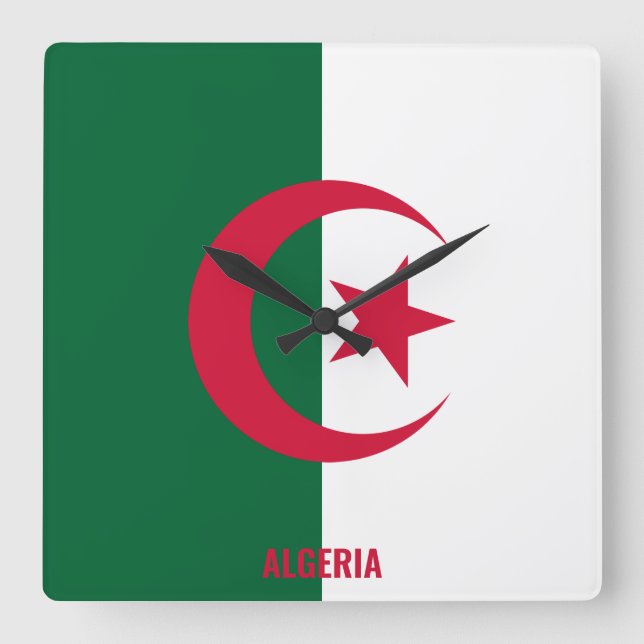 Algeria Flag Dazzling Patriotic Square Wall Clock (Front)