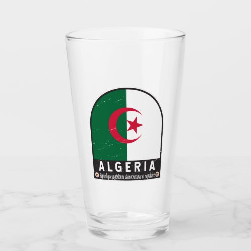 Algeria Flag Emblem Distressed Vintage  Glass