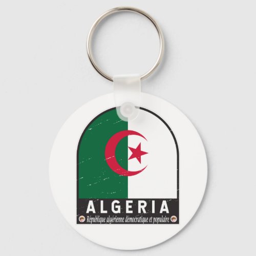 Algeria Flag Emblem Distressed Vintage  Keychain