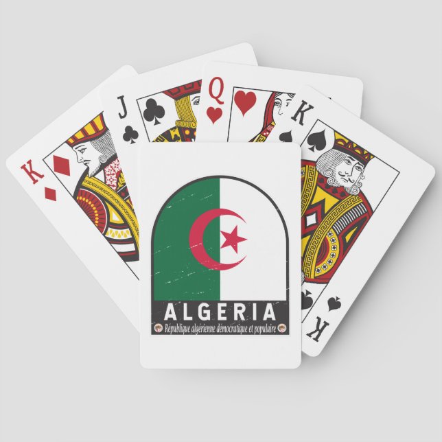 Algeria Flag Emblem Distressed Vintage  Poker Cards (Back)