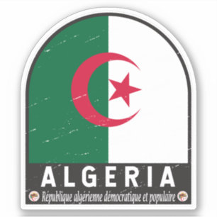 Algeria Flag Emblem Distressed Vintage Sticker