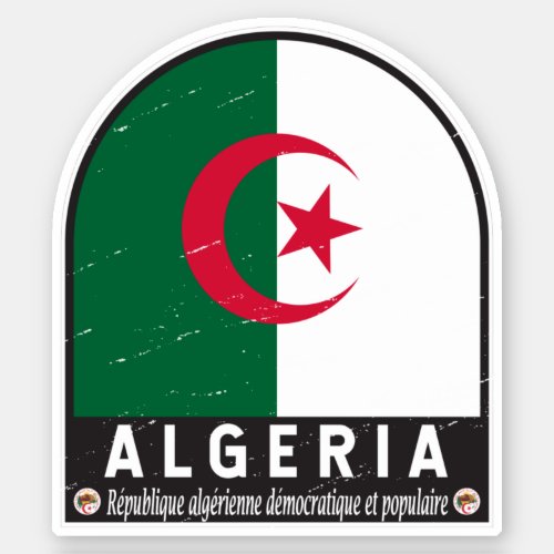 Algeria Flag Emblem Distressed Vintage Sticker