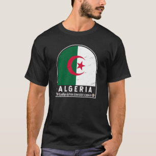 Algeria Flag Emblem Distressed Vintage T-Shirt