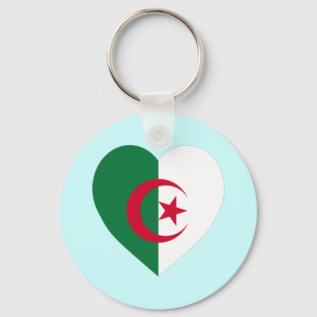 Algeria Flag Heart Keychain (Front)