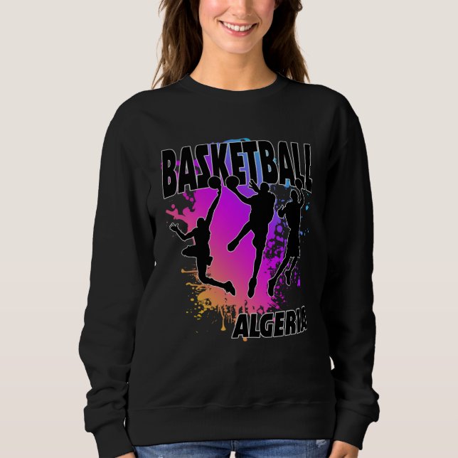 Algeria Flag  Love Playing Basketball Sweatshirt (Front)