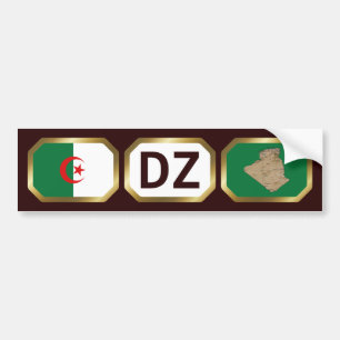 Algeria Flag Map Code Bumper Sticker