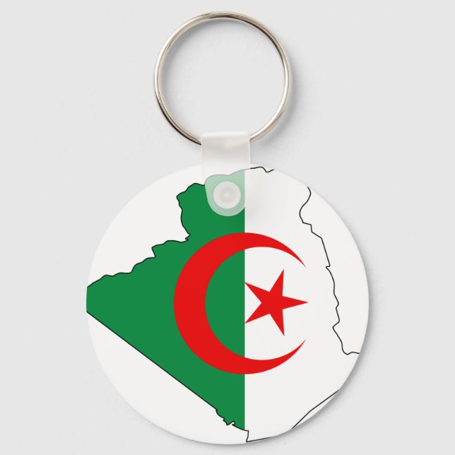 Algeria flag map DZ Keychain (Front)