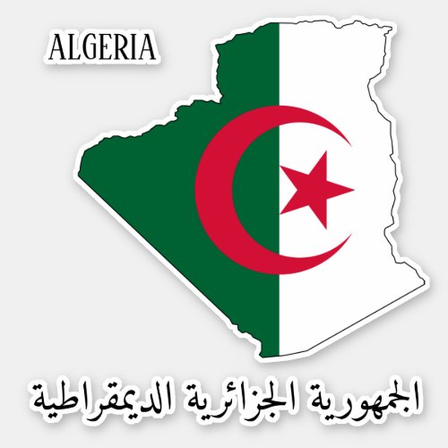 Algeria Flag Map Patriotic Sticker