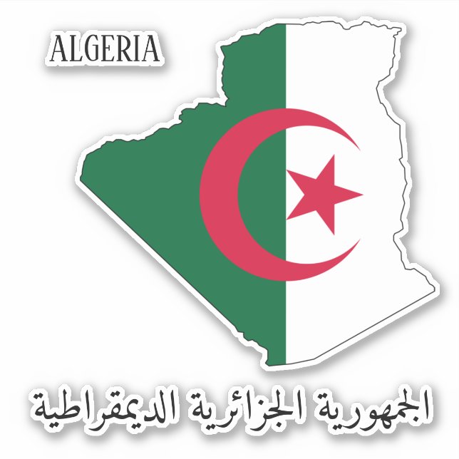 Algeria Flag Map Patriotic Sticker (Front)