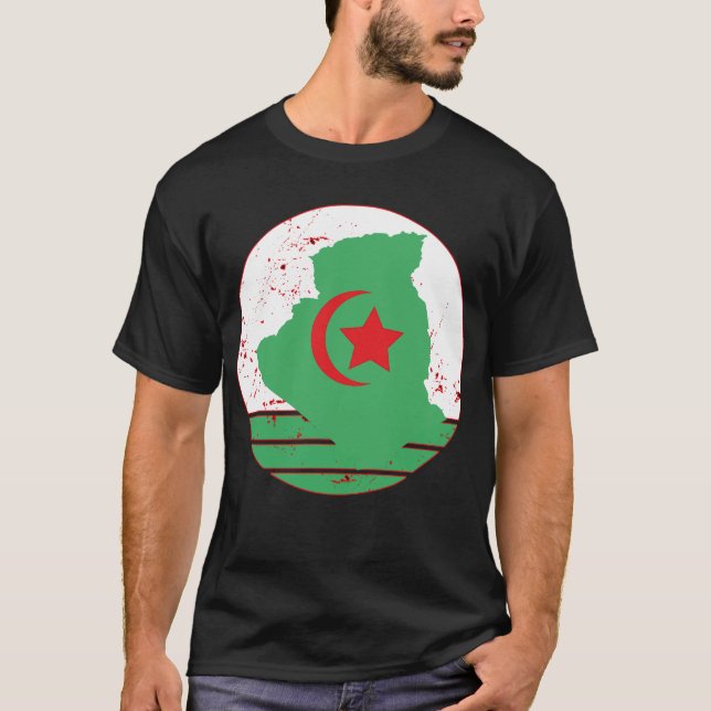 Algeria Flag & Map T-Shirt (Front)