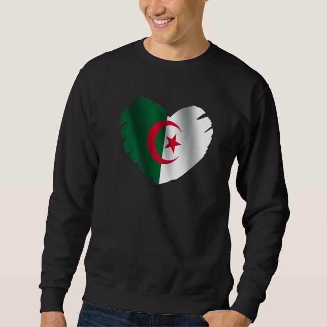 Algeria Flag On Shape Of Heart Algerian Algeria Sweatshirt (Front)
