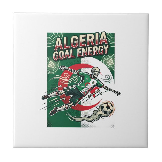 Algeria Goal Energy Skeleton Striker Nations Bold  Ceramic Tile (Front)