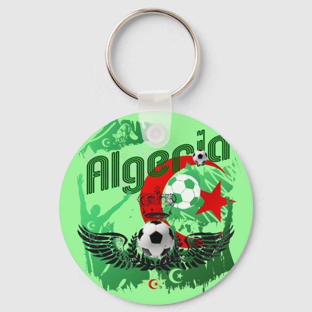Algeria grunge art Football fans Algerie gifts Keychain (Front)