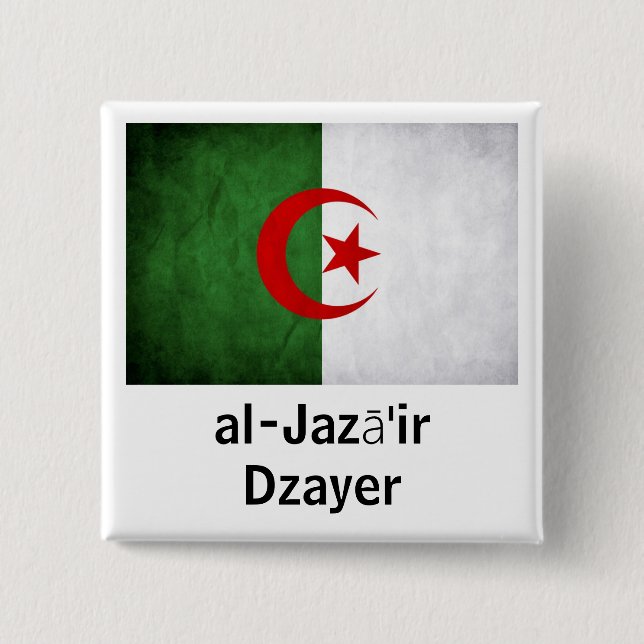 Algeria Grunge Flag Button (Front)