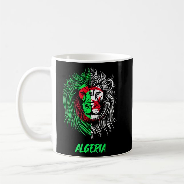 Algeria  Lion Algerian Flag Algeria T-Shirt Coffee Mug (Left)