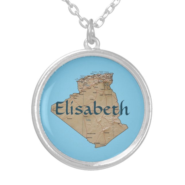 Algeria Map + Name Necklace (Front)