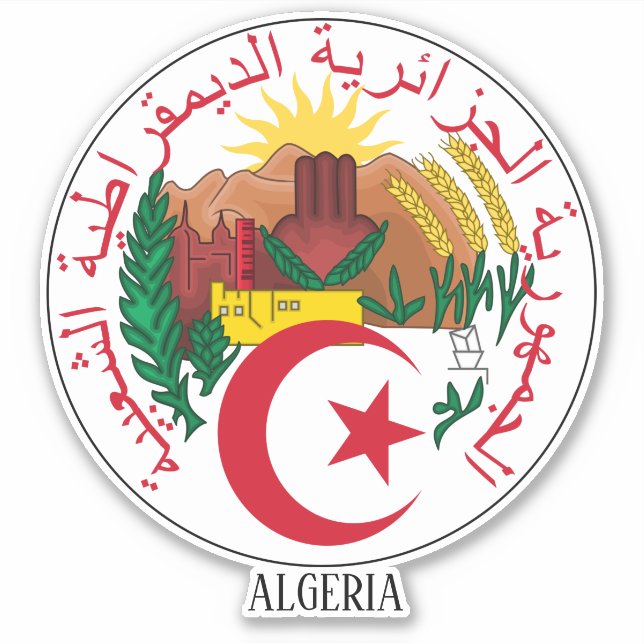 Algeria National Emblem Patriotic Sticker (Front)