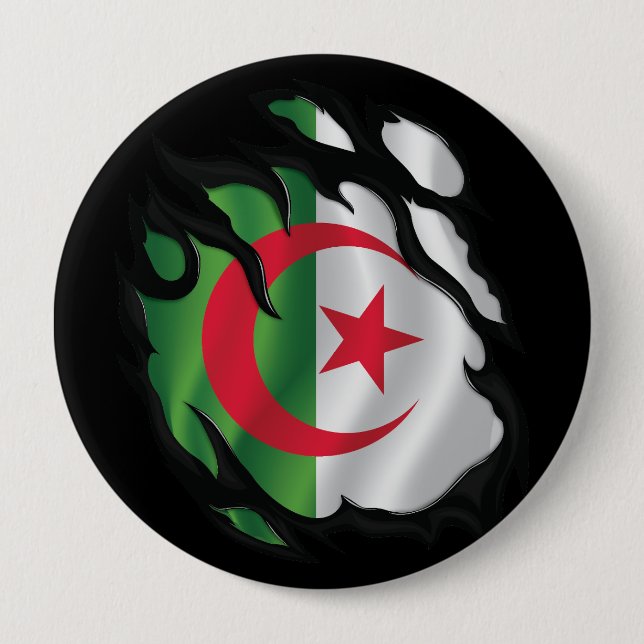 Algeria Ripped Flag Button (Front)