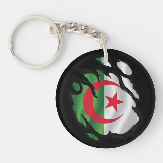 Algeria Ripped Flag Keychain (Front)