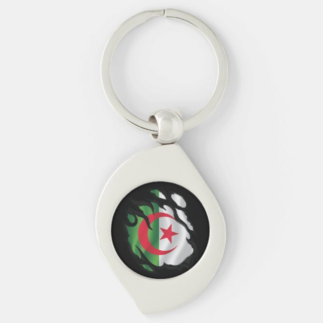 Algeria Ripped Flag Keychain (Front)