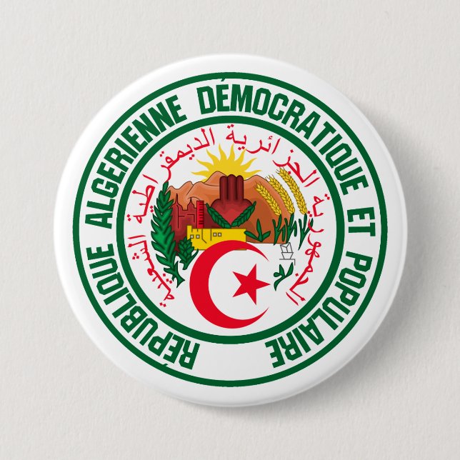 Algeria Round Emblem Button (Front)