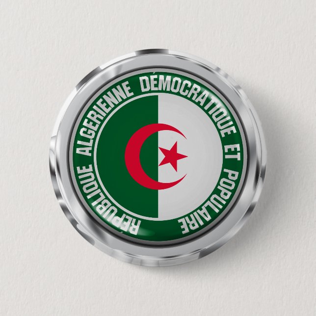 Algeria Round Emblem Button (Front)