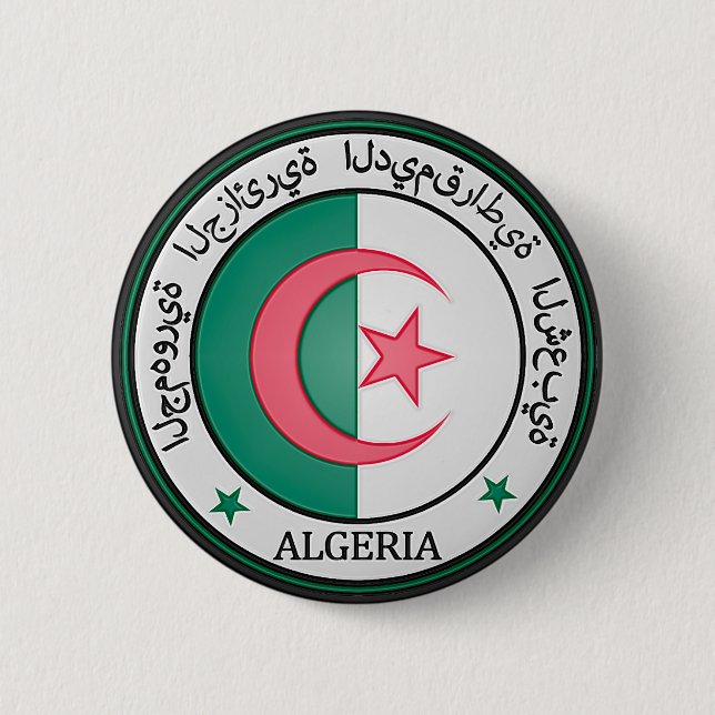 Algeria  Round Emblem Pinback Button (Front)