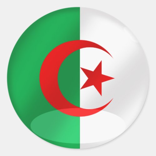 Algeria round flag with chrome like reflections classic round sticker