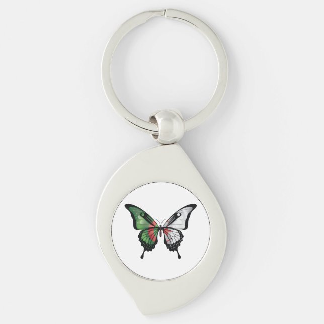 Algeria Swallowtail Butterfly Flag Sticker Keychain (Front)