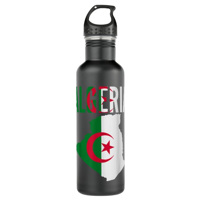 Algerian Gift Algeria Country Map Flag Stainless Steel Water Bottle (Front)