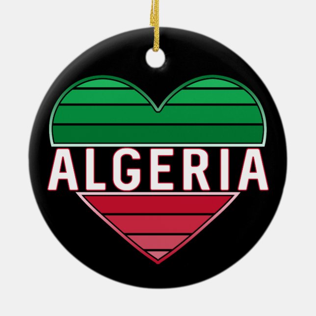 Algerian Heart, I Love Algeria Ceramic Ornament (Back)