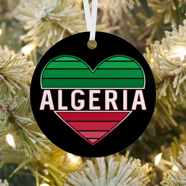 Algerian Heart, I Love Algeria Metal Ornament (Insitu)