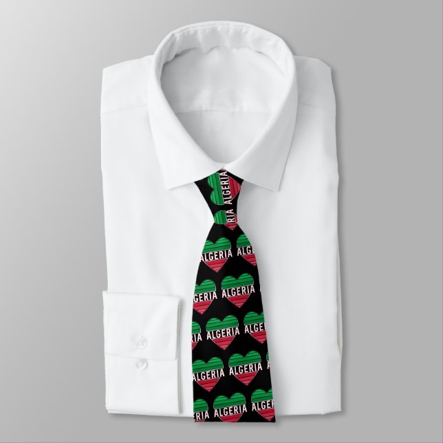 Algerian Heart, I Love Algeria Neck Tie (Tied)