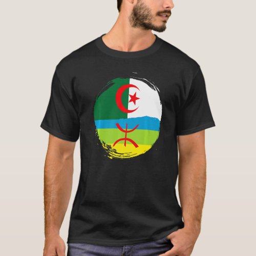 Algerian Roots Half Amazigh Flag Proud Tamazight P T_Shirt