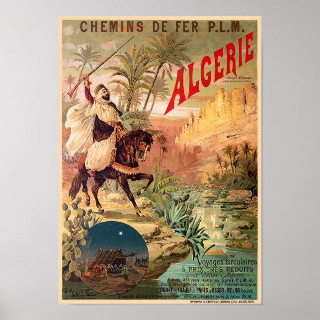 Algérie Vintage Railroad Poster 1891 (Front)